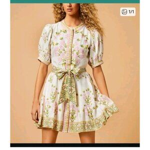 A Loves A Big Girls Bubble Sleeve Floral Tie Front Dress Size L Multicolor